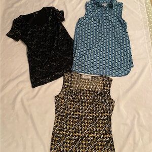 Women’s Patterned‎ Tops Set of 3, Kim Rogers, Kasper, New Directions, Size Small